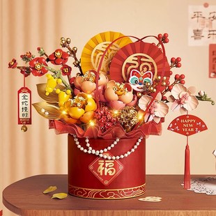 2025年新款diy积木拼装花客厅装饰摆件花束送男女孩春节新年礼物