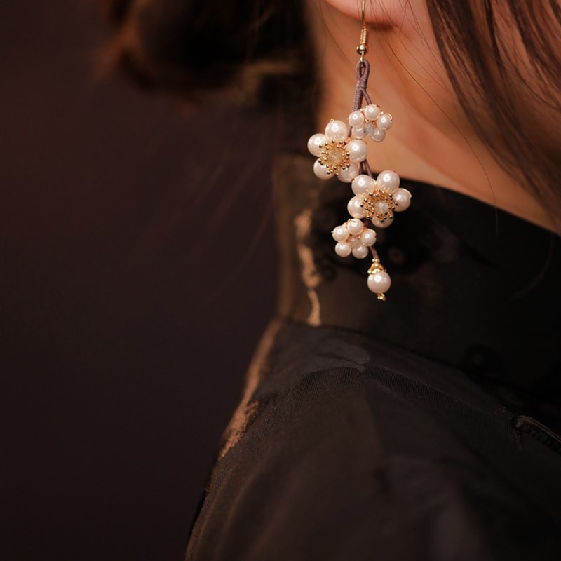 莫尚谦个性时尚耳环夸张洋气新款中国风耳环秋冬丝花女式旗袍耳环