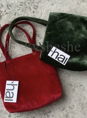 丝绒粉色包包小众设计hai迷你腋下手拎小袋子复古红色手提布袋女