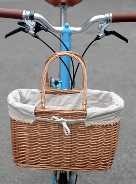 小布大折叠车快拆式行自行车d7d10藤编柳编O购物篮提手车篮子筐子
