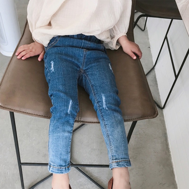 女童修身牛仔裤加绒加厚秋冬装新款韩版J女宝宝紧身裤弹力裤小脚