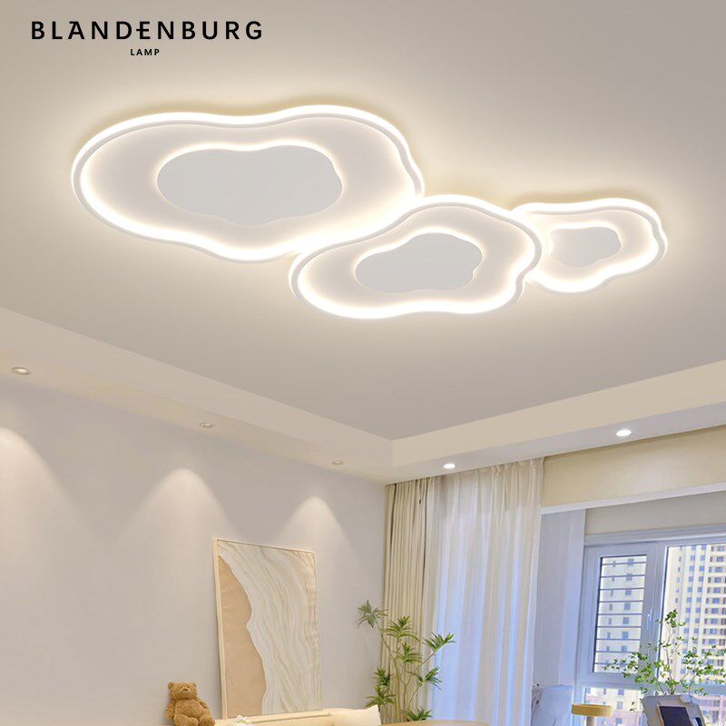 流水追光吸顶灯行云水滴简约云朵极简创意L现代奶油风鹅卵石客厅
