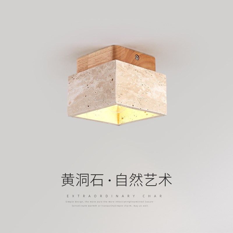 日式侘寂风玄关吸顶灯复古奶油风入户走廊过道阳台灯楼梯衣帽间灯