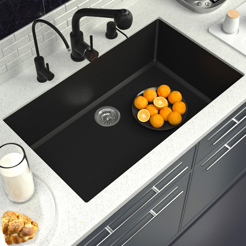 迈锐博石英石水槽单槽白色台上台下盆厨房花岗岩洗菜盆洗碗池570