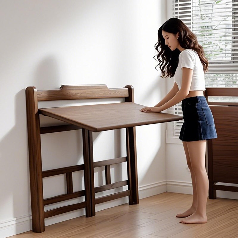 实木折叠书桌学生家用卧室简易书桌床边写字桌成人办公桌子电脑桌