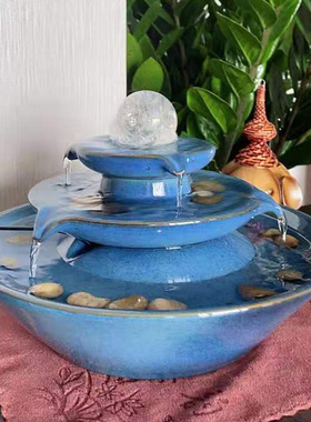 陶瓷流水景喷泉风水轮球生招财客厅玄关家居开业送礼收银前台摆件