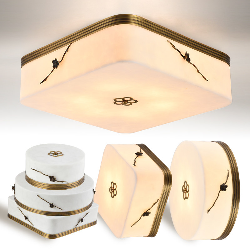 新中式全铜简约美式客餐厅卧室玄关走廊过道阳台门厅仿云石吸顶灯