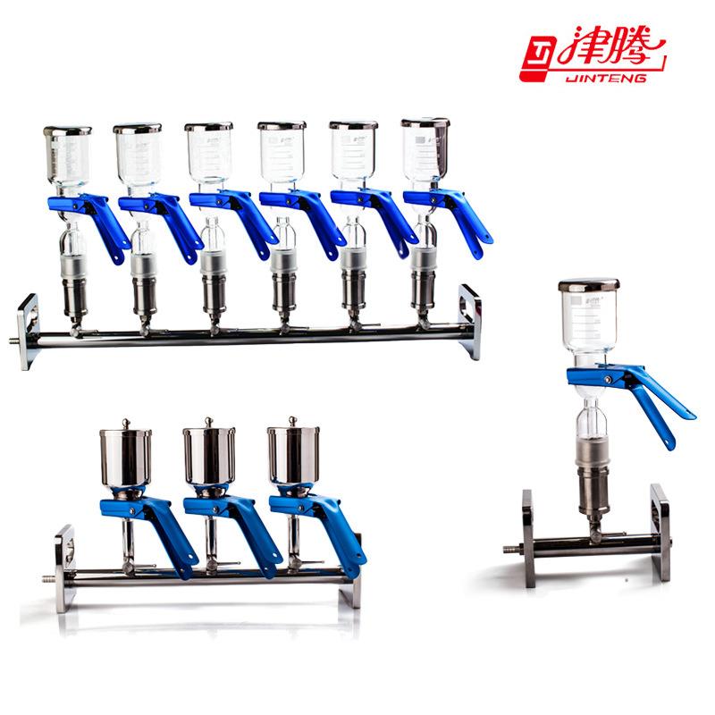 津腾溶剂过滤器砂芯过滤装置不锈钢玻璃杯式抽滤装置单联三联六联