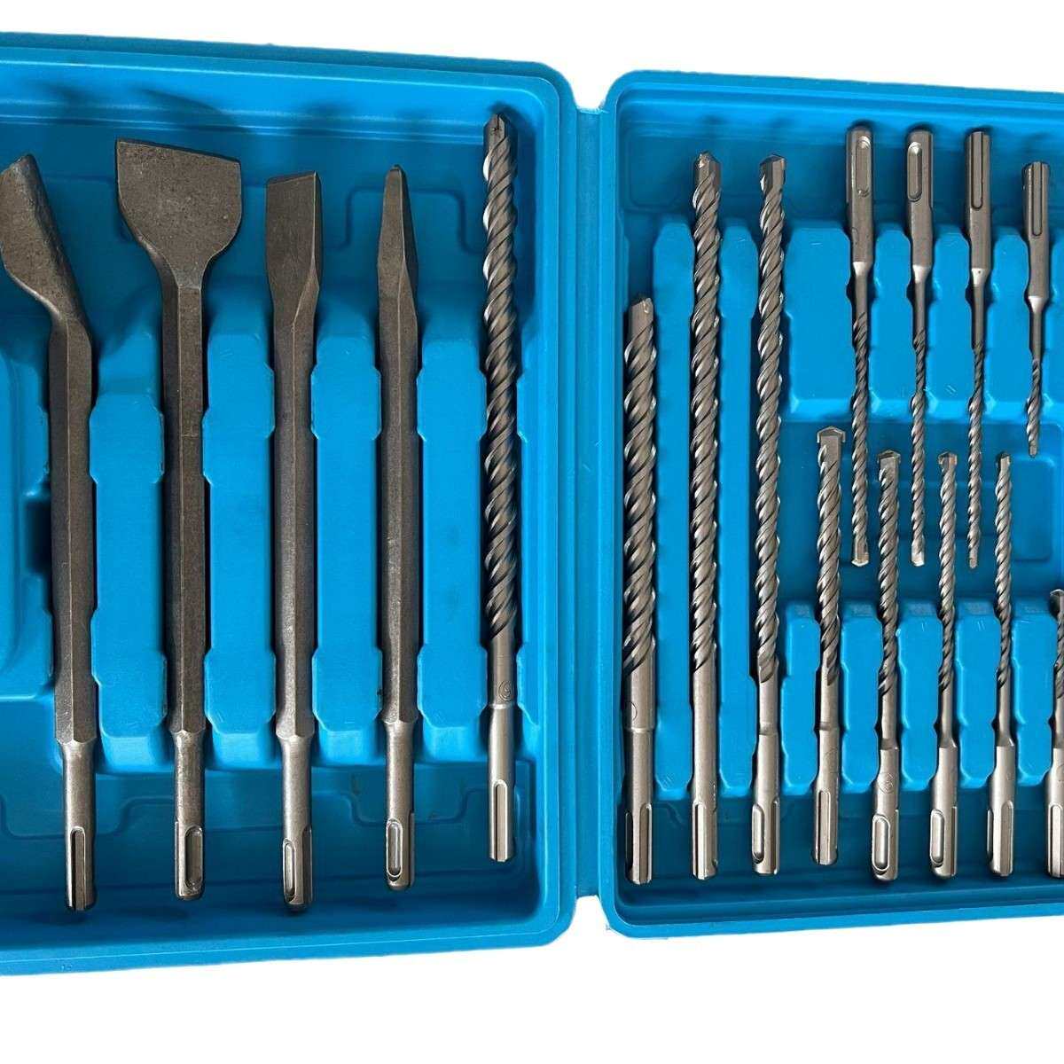 17件套电锤钻头5-16MM凿子尖扁勾电镐圆柄四坑冲击水泥混凝土砖石