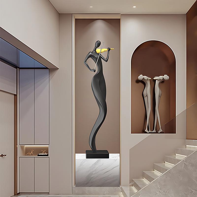 小提琴艺术人物雕塑摆件玄关电视柜壁龛楼梯口转角创意抽象装饰品