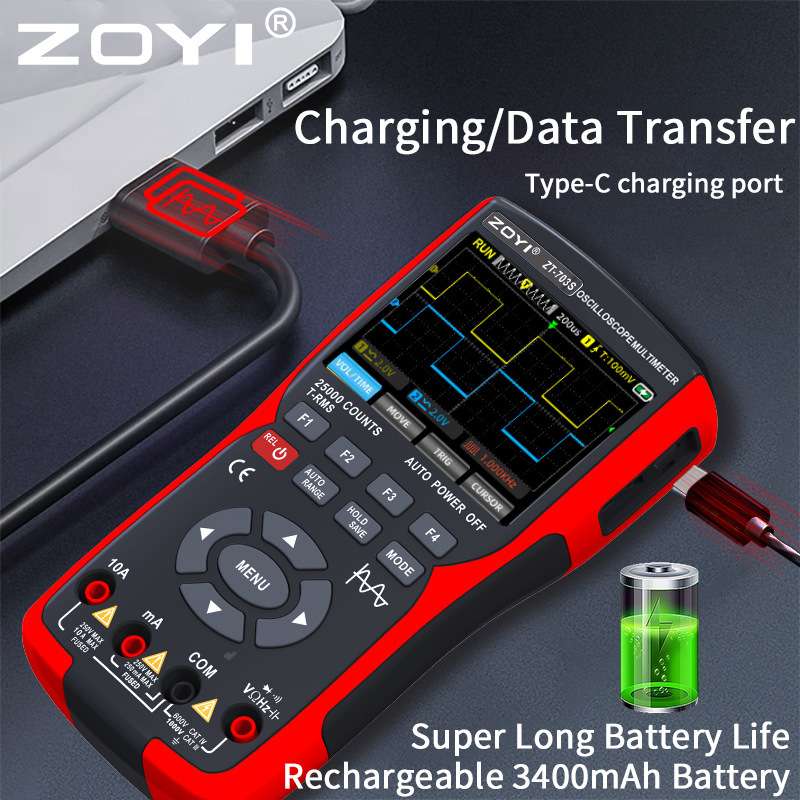 众仪ZOYI手持示波器万用表ZT-703S多功能测量带信号发生器三合一