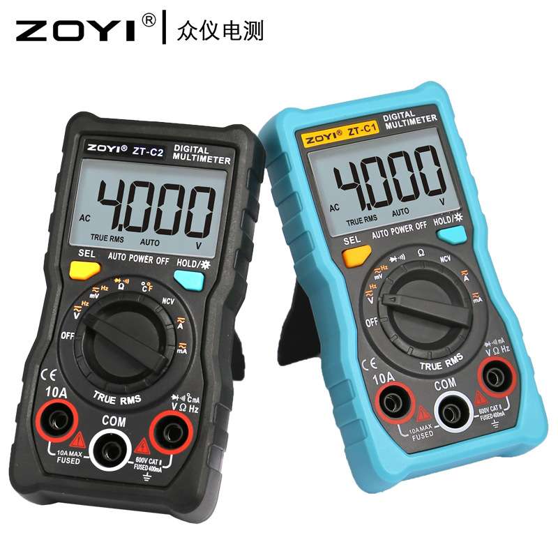 众仪ZOYI数字高精度万用表ZT-C1系列电工维修智能防烧袖珍万用表