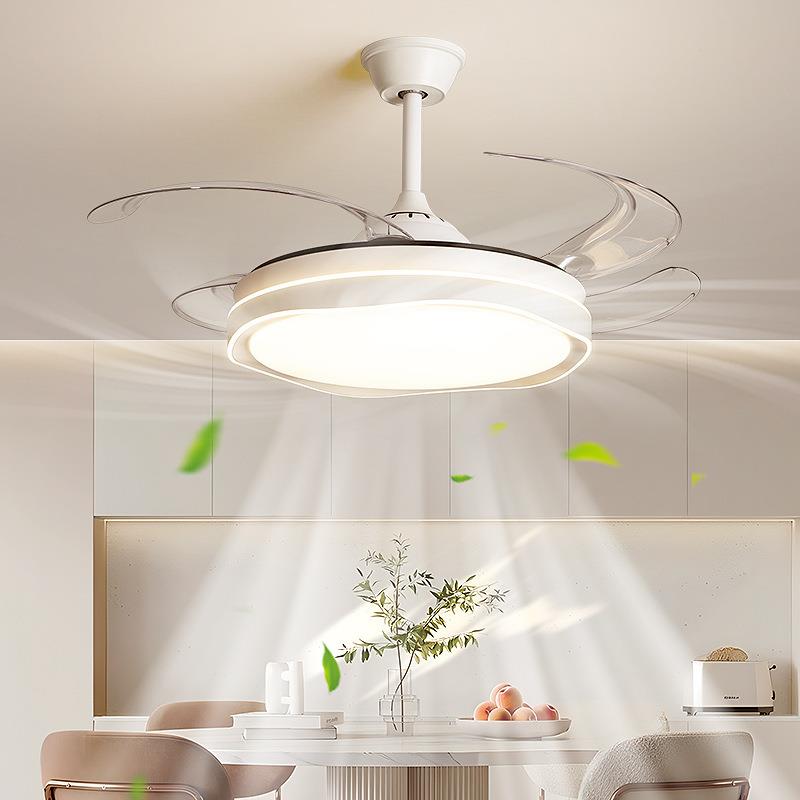 隐形风扇灯吸顶家用吊灯PC扇叶餐厅卧室专用电扇吊灯客厅中山灯具
