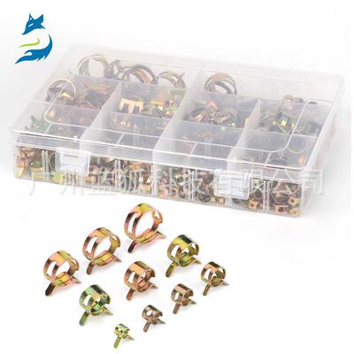 跨境货源 155pcs镀彩锌弹性箍圈卡箍6-22mm套装 管夹抱箍管卡盒装