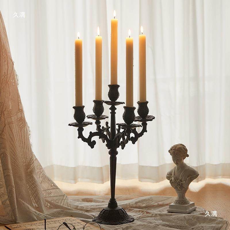 五头装饰餐桌烛台摆件灯具烛光晚餐摄影道具做旧复古浪漫欧式铸铁,农机/农具/农膜,播种栽苗器/地膜机,淘宝优惠券,粉丝福利购,淘宝优惠卷