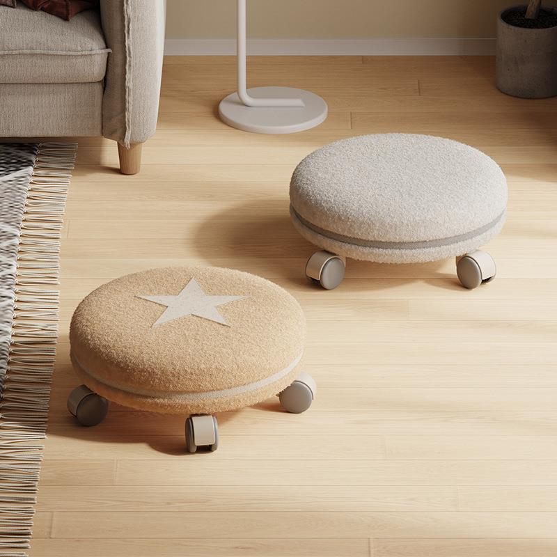 滑轮矮凳带轮万向轮小凳子家用带娃儿童学步凳美缝拆快递圆凳