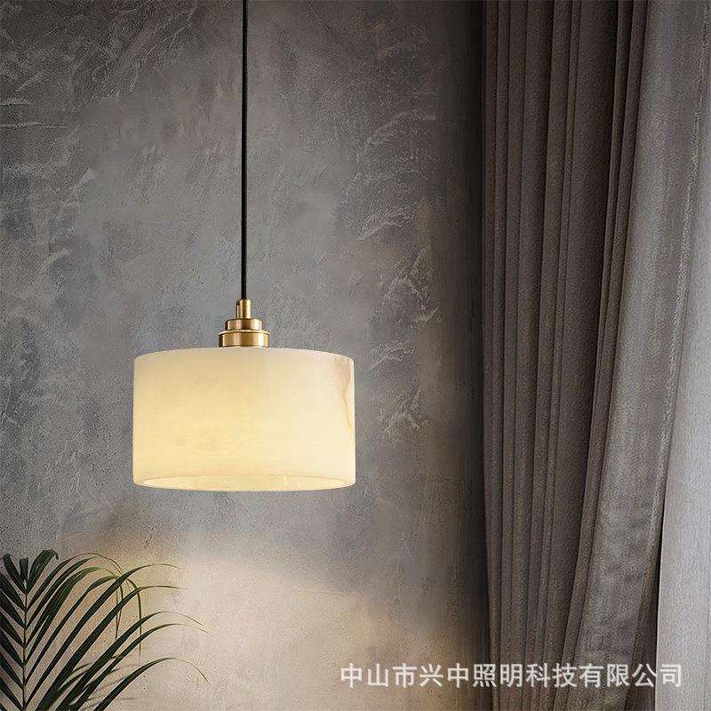 天然云石卧室床头柜小吊灯现代简约设计师主卧床边艺术单个垂线灯