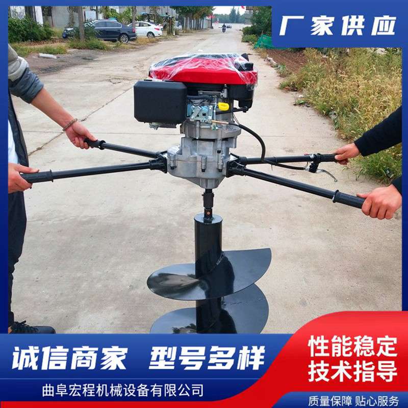 低价优惠225型汽油挖坑机 独轮推车打坑机 埋桩立杆钻坑机