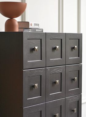 GZ013 美式欧式乡村风黑色橡木客厅餐厅实木餐边柜玄关组合装饰柜