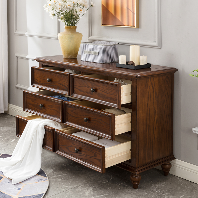 美式实木斗柜6斗柜玄关柜卧室电视机柜储物柜收纳柜床前柜大抽屉