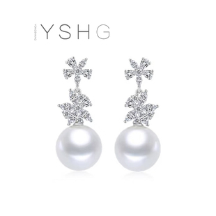 刘涛妈祖同款耳环 精致花瓣花朵珍珠耳钉轻奢高级感耳饰小众奢华