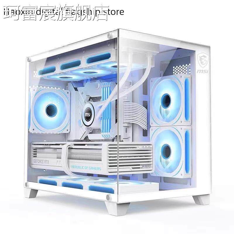珂富宸浩鑫Msi Bunker M100L机箱无柱海景房270&deg;白色台式电脑主机机箱360水冷却床笠拉车