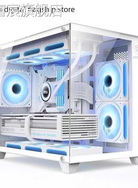 珂富宸浩鑫Msi Bunker M100L机箱无柱海景房270°白色台式电脑主机机箱360水冷却床笠拉车盖布