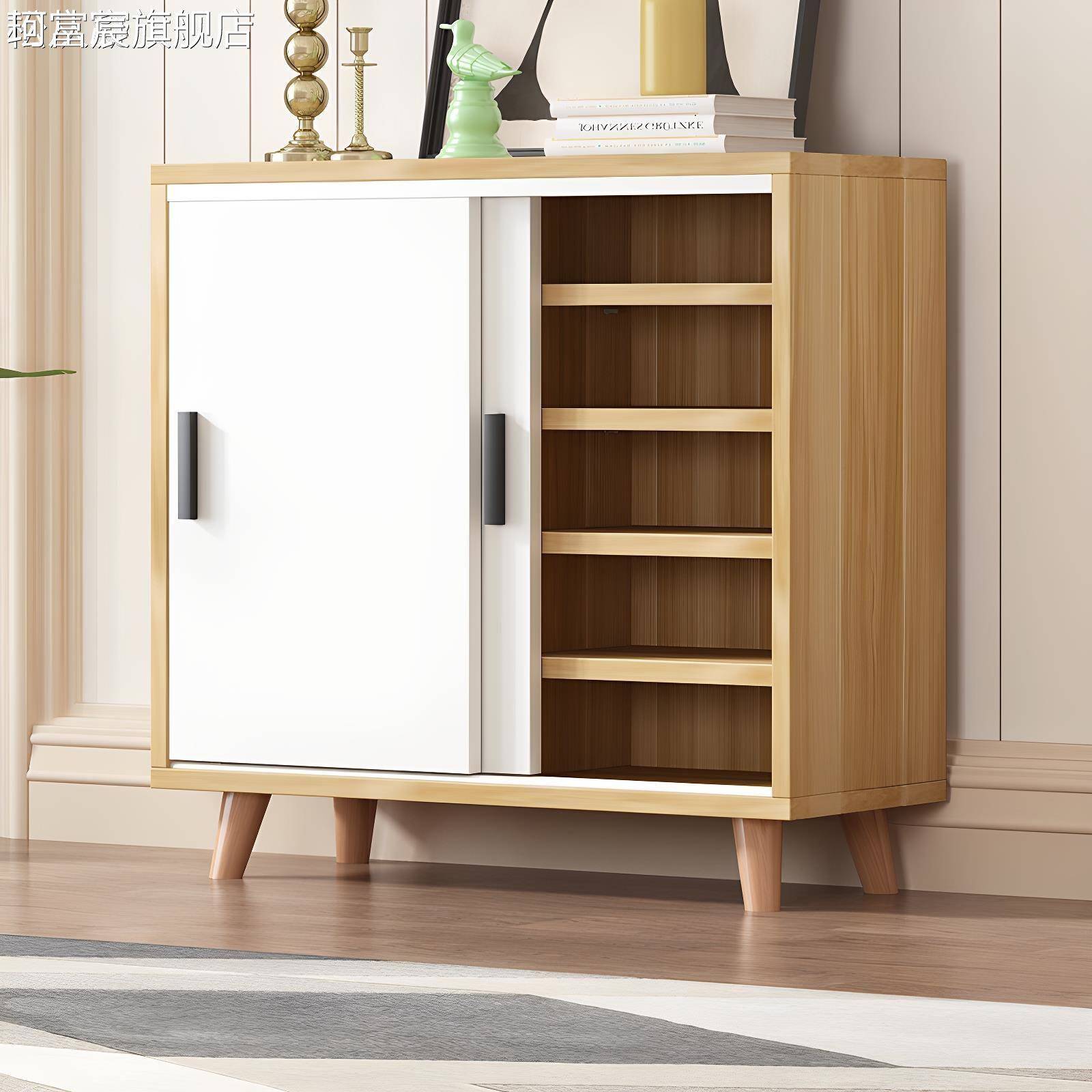 珂富宸鞋 柜门口家用原木大容量入户鞋 柜楼道门外走廊简约鞋 柜玄关 柜鞋 架摆件饰品垫垫