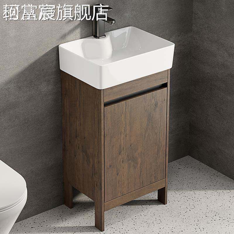 珂富宸落地式洗脸盆 柜组合陶瓷一体洗漱 台池卫生间浴室小尺寸洗手盆简易摆件饰品垫垫床笠拉车盖布