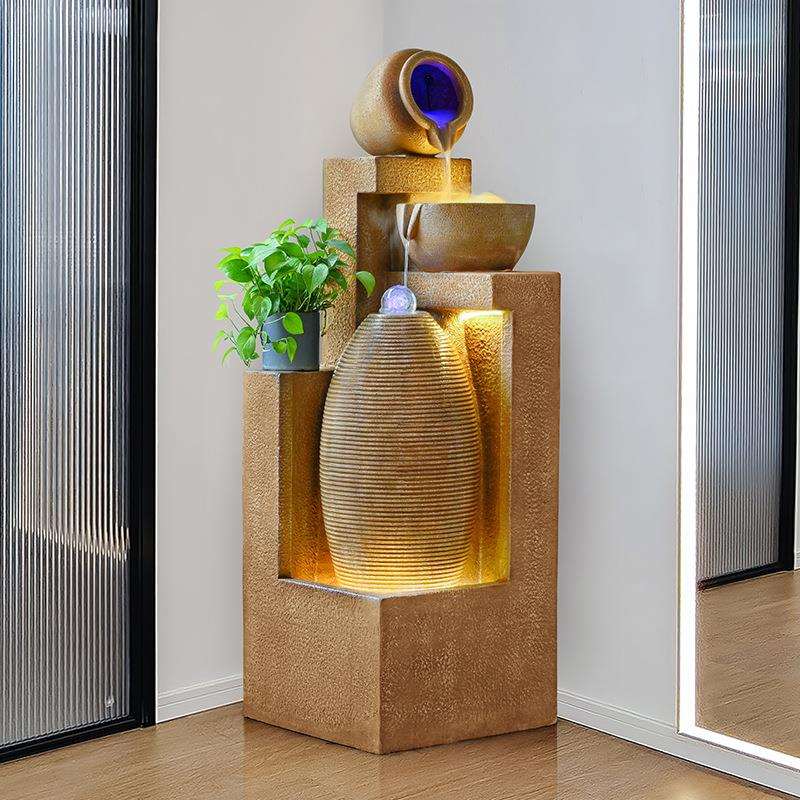 流水喷泉风水轮加湿器招财摆件循环水景观办公室客厅落地家居装饰