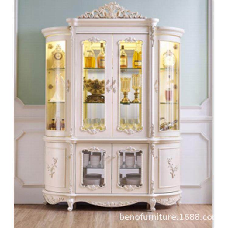 家用客厅餐厅纯白简欧三门酒柜 客厅餐厅三门间厅柜