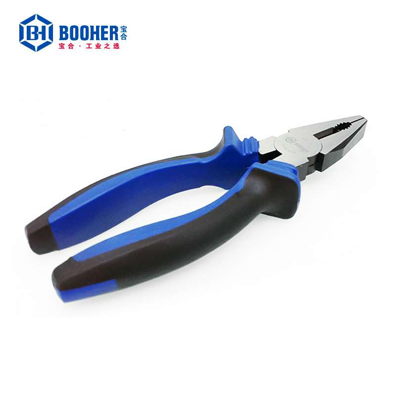 booher宝合工具 双色CrV钢丝钳老虎钳子电工断线钳6~8英寸