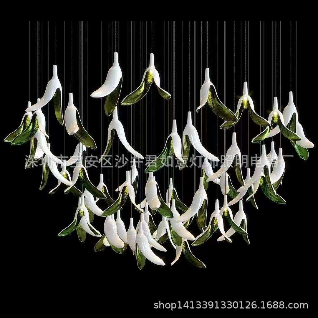 客厅灯创意树叶复式楼梯大别墅酒店大堂售楼部沙盘灯具艺术吊灯