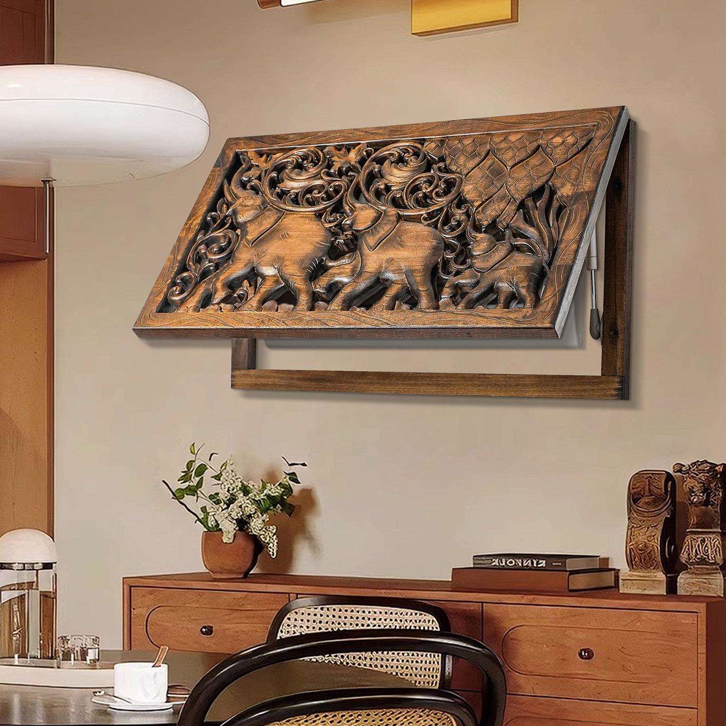 泰国实木电表箱装饰画家用客厅餐厅遮挡箱挂画电闸配电箱创意盖板