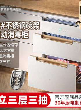 优盟柜嵌入式家用三层镶嵌式碗筷厨房白色碗柜UX331B其他