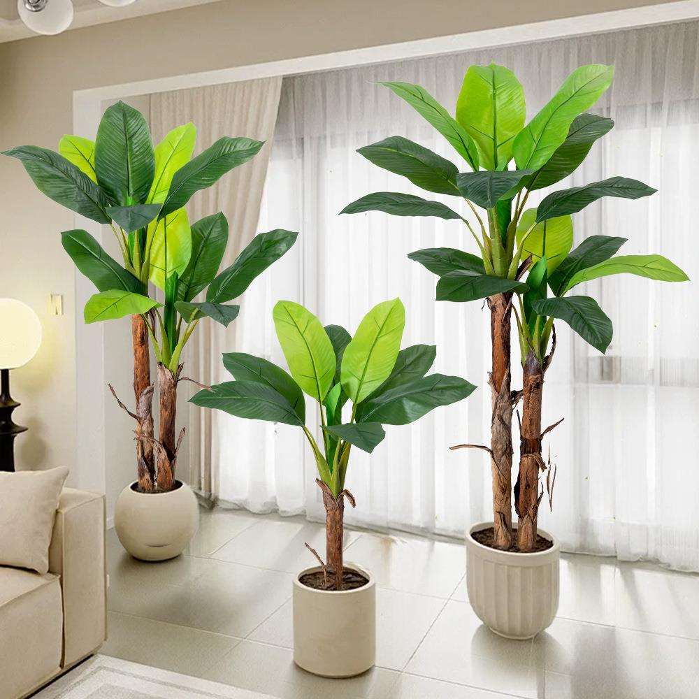跨境TEMU仿真芭蕉树高级感假绿植盆栽室内客厅大型热带香蕉树造景