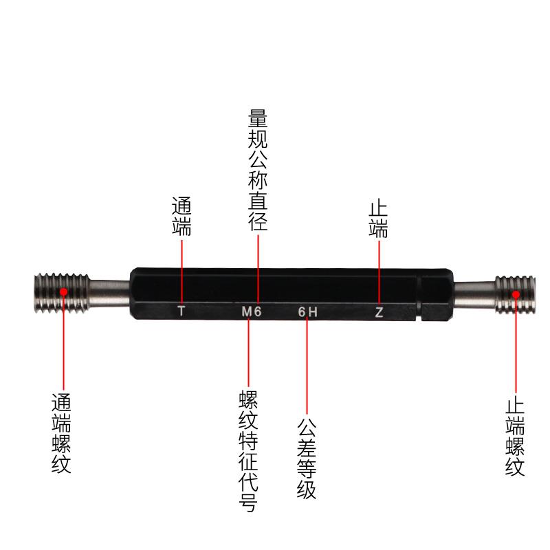 钨钢螺纹塞规牙规螺纹规检具6H6G硬质合金通止规M1 1.2 1.4 23456