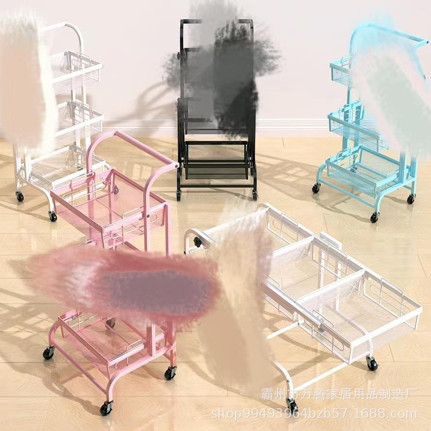 手推车置物架落地多层客厅家用移动厨房多功能折叠婴儿用品收纳架