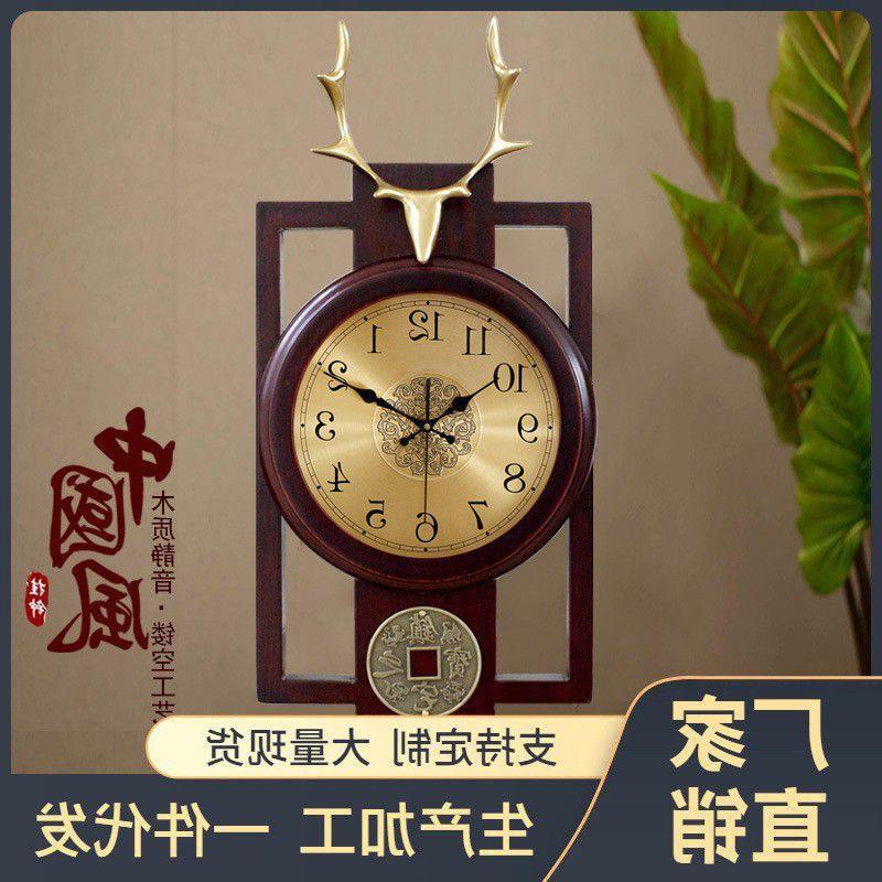 实木复古座钟桌面摆台式落地钟表客厅台钟新中式摆放时钟家用