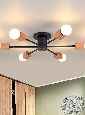 乡村风格木制 吊灯农舍天花板照明橡木 餐厅卧室厨房照明实木灯