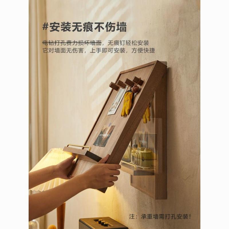 黑胡桃木电表箱遮挡弱电闸开关置物架中式电闸箱配电箱遮丑装饰画