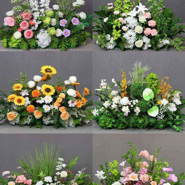 婚庆地排花森系花排 婚礼背景装饰花T台路引花假花成品花艺