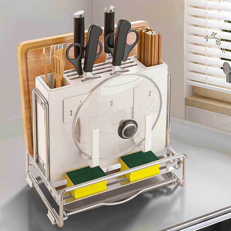 轻奢风刀架筷筒收纳架不锈钢厨房置物架多功能橱柜台面锅盖沥水架,模玩/动漫/周边/娃圈三坑/桌游,模型制作工具/辅料耗材,淘宝优惠券,粉丝福利购,淘宝优惠卷