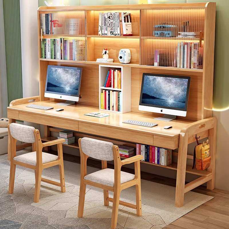 双人实木电脑桌带书架组合一体家用卧室办公桌加长1.8m儿童学习桌,模玩/动漫/周边/娃圈三坑/桌游,模型制作工具/辅料耗材,淘宝优惠券,粉丝福利购,淘宝优惠卷