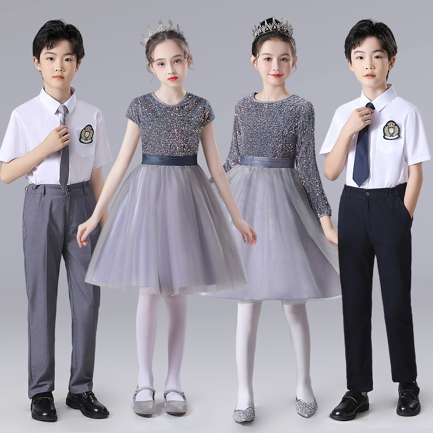 儿童大合唱团演出服集体比赛主持人礼服中小学生诗歌朗诵表演服装