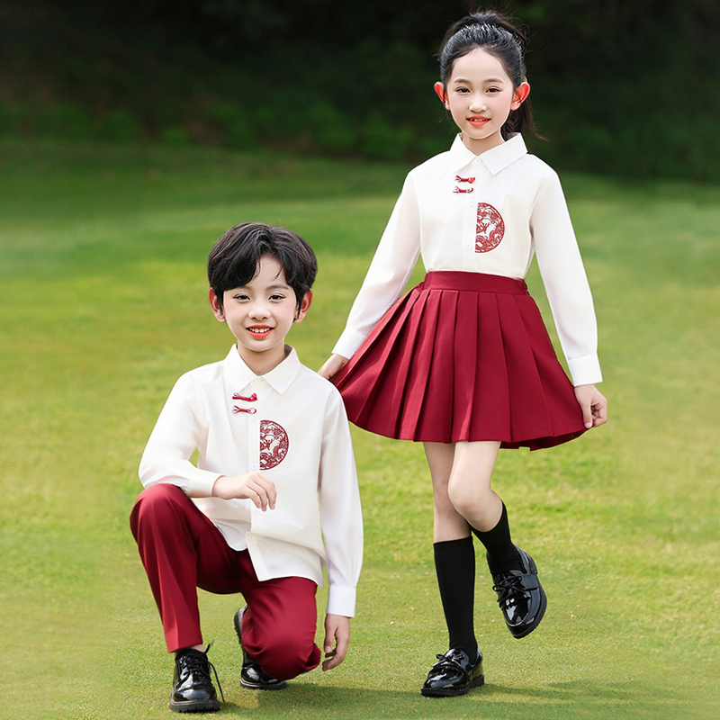 儿童表演服新中式汉服国风诗歌朗诵合唱服幼儿园毕业照元旦演出服