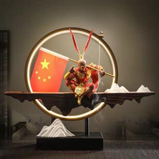客厅家居装 创意办公室摆件新中式 饰摆设品室内倒流香熏炉斗战圣佛