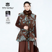 国风 水貂毛领鹅绒马甲保暖收腰新中式 鹅绒填充 马天奴2025冬新款