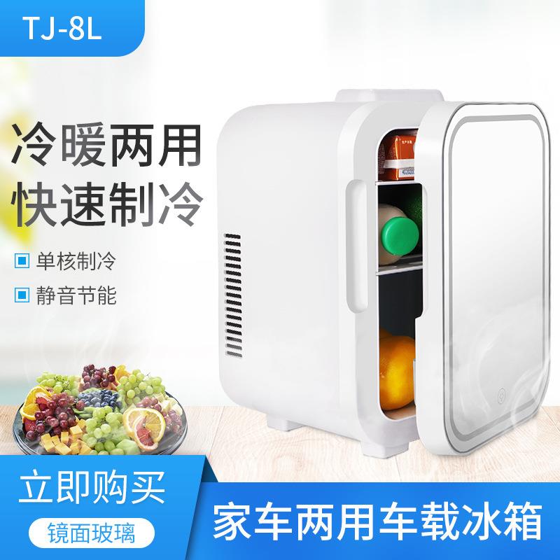 8L跨境欧美车载冰箱车家两用迷你冷藏便携冷暖箱加热制冷化妆镜面