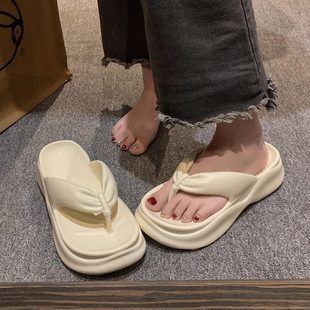 夹脚拖鞋 新款 女外穿高跟厚底人字拖女2025eva沙滩夏防臭防滑海边